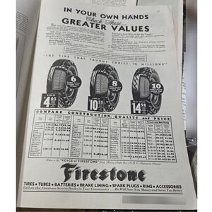 1932 & 1968 Firestone Tire Ads - Columbus Discovers A Wide Oval World
